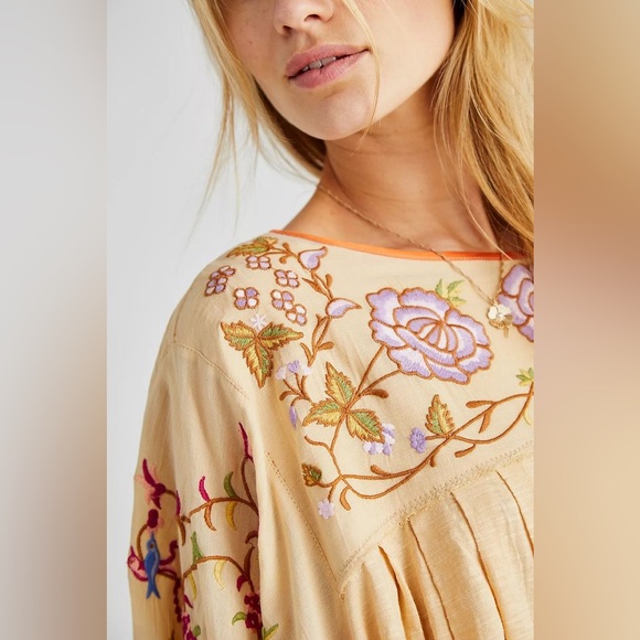 Free People Waiting On A Sunny Day Embroidered Bohemian Top - Picture 7 of 8